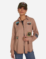 Lauren Moshi  Sloane Smokey Bear Shirt - Sand Dune