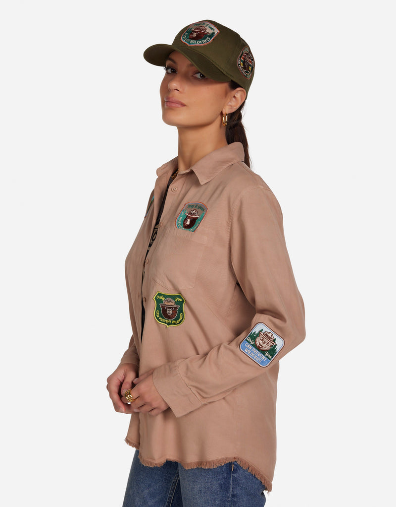 Lauren Moshi  Sloane Smokey Bear Shirt - Sand Dune