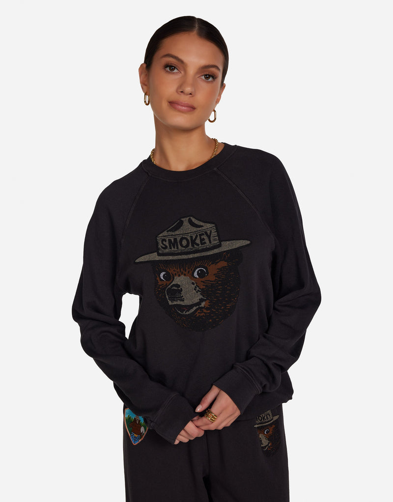 Lauren Moshi  Anela Smokey Bear Sweatshirt - Onyx