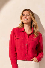 Linen Blend Jacket - Cherry