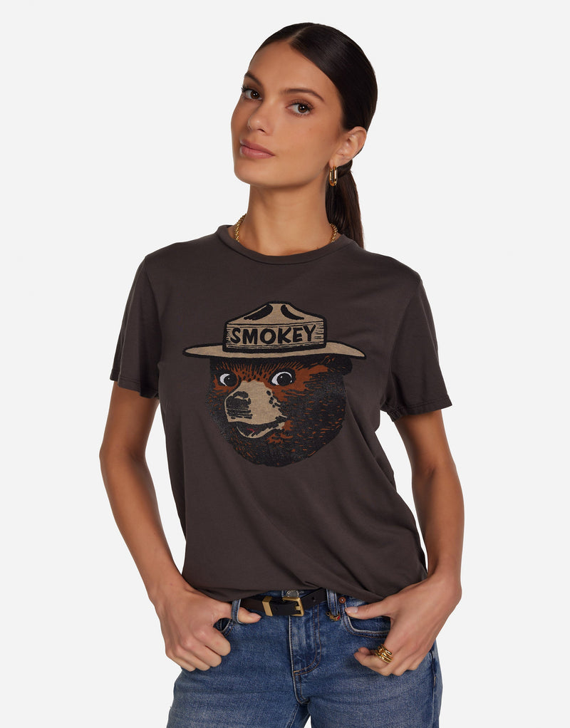 Lauren Moshi  Wolf Relaxed Smokey Bear Tee - Charcoal