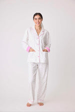 Flannel PJ Set - Peace Sign/Love White