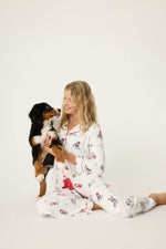 Candy Cane Lane PJ Set - White w Dogs