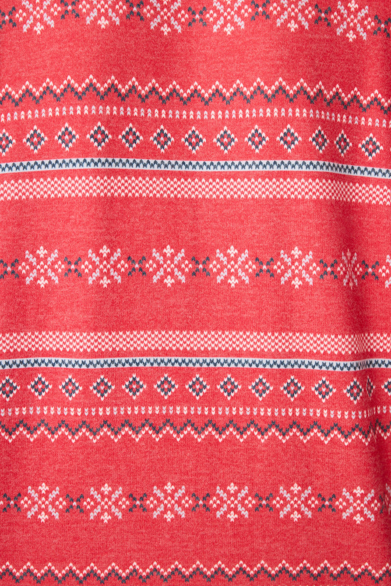 Snowflake Kisses Fair Isle Banded Pant - Red