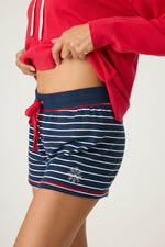 Snowflake Kisses Stripe Short - Navy