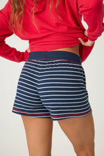 Snowflake Kisses Stripe Short - Navy