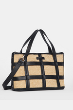 Addie Medium Trellis Bag - Chaparral Raffia/Gunmetal