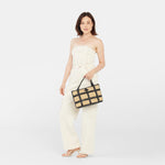 Addie Medium Trellis Bag - Chaparral Raffia/Gunmetal