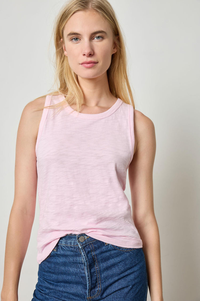 Slub Back Seam Tank Top - Peony