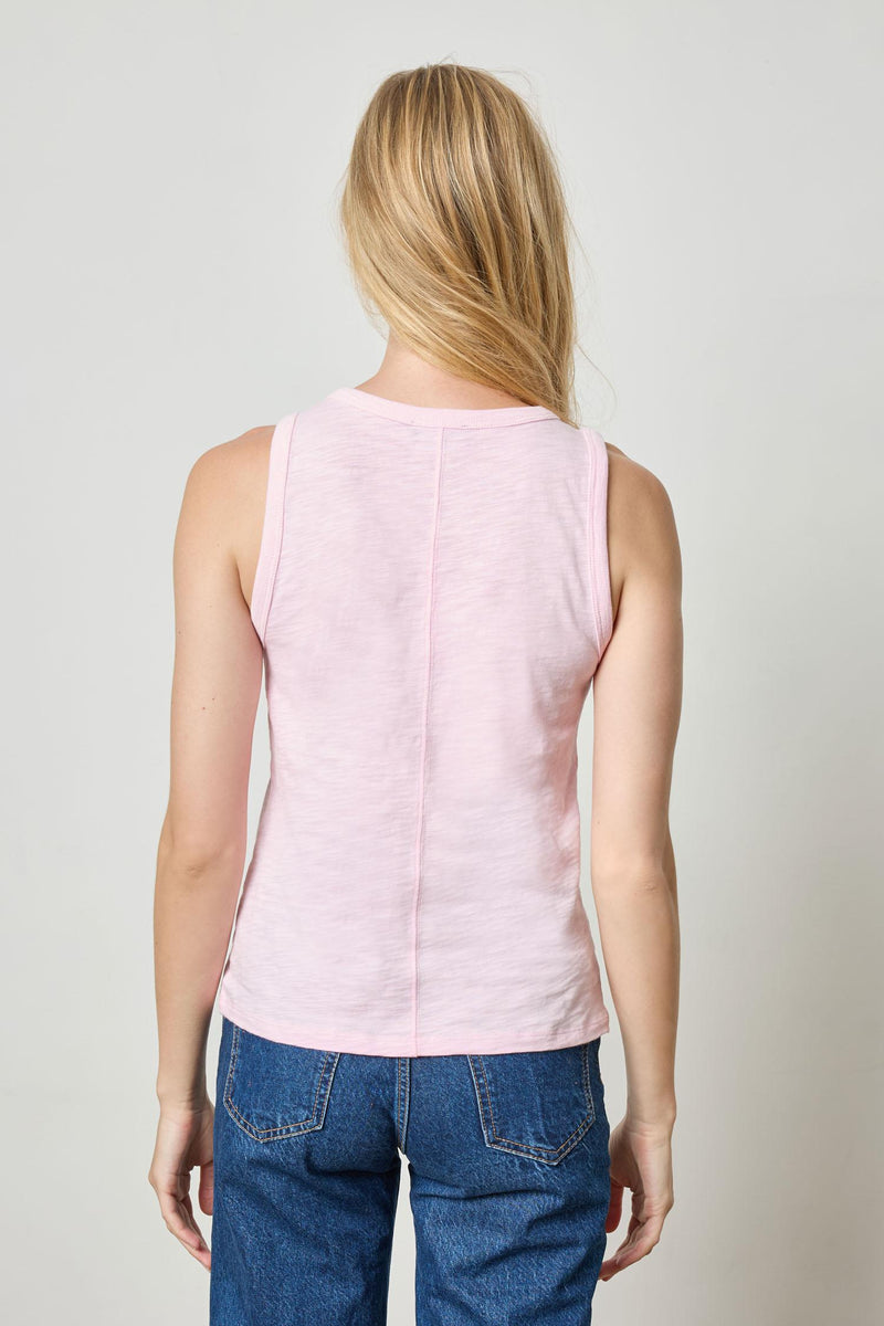 Slub Back Seam Tank Top - Peony