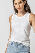 Slub Back Seam Tank Top - White