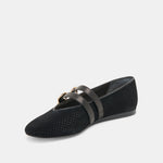 Baylee Ballet Flats - Onyx Perforated Suede