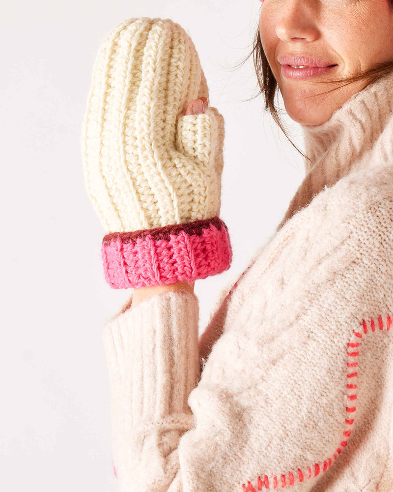 Mersea Brightside Mittens - Pink Trim