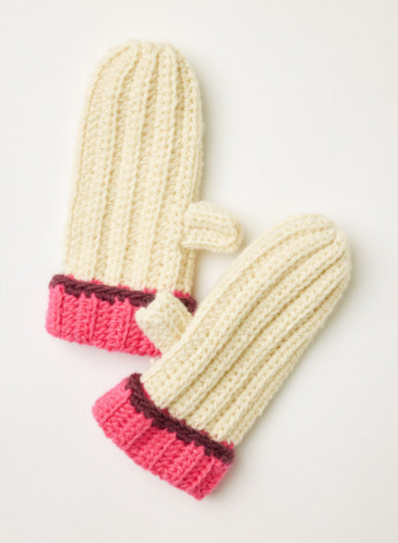 Mersea Brightside Mittens - Pink Trim