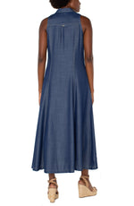 Sleeveless Button Down Maxi Dress - Rinse Wash