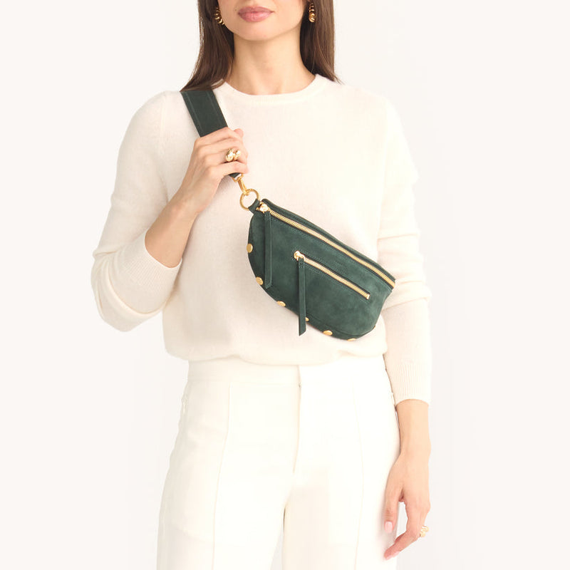 Charles Crossbody Bag - Green Room Suede/Brushed Gold