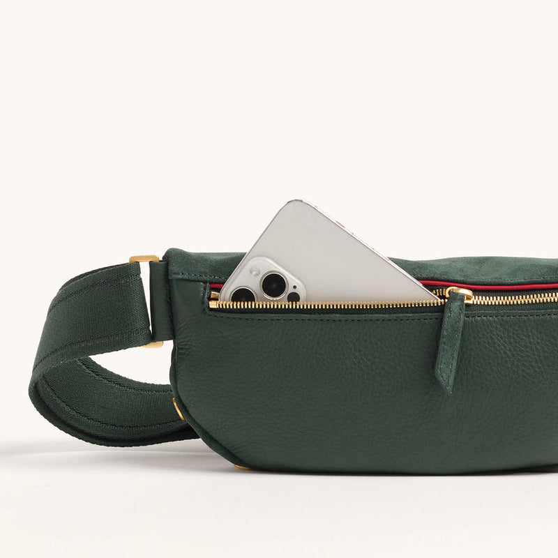 Charles Crossbody Bag - Green Room Suede/Brushed Gold