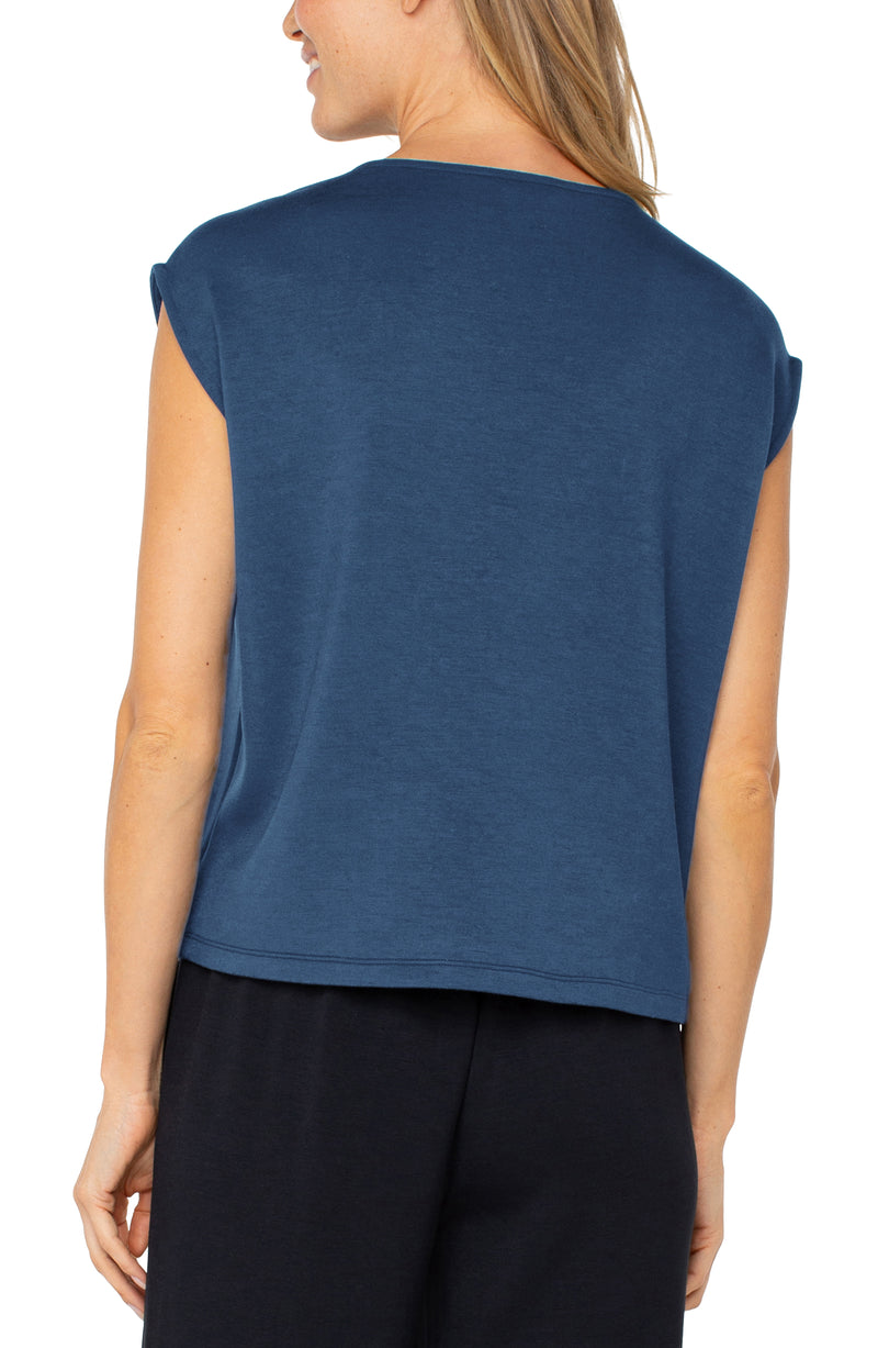 Dolman Sleeve V Neck Top - Blue