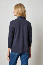 Linen Blend Open Cardigan - Navy