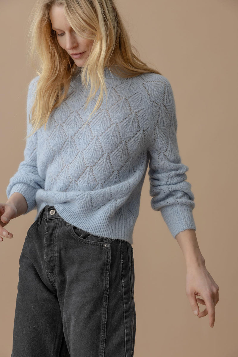 Easy Pointelle Crewneck Sweater - Glacier