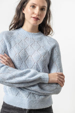 Easy Pointelle Crewneck Sweater - Glacier