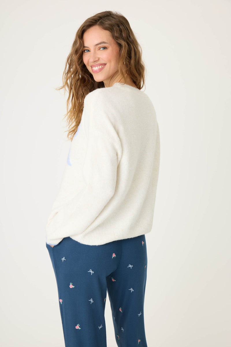 English Rose Bow Sweater - Ivory