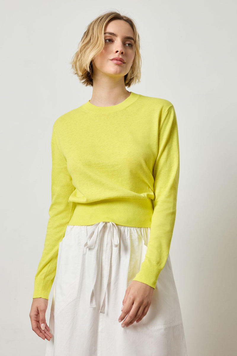 Linen Blend Everyday Crewneck - Lemon