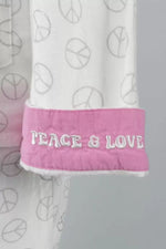 Flannel PJ Set - Peace Sign/Love White