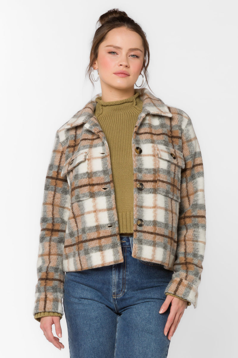 Frenchie Plaid Jacket - Brown/Grey