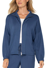 Zip Up Funnel Neck Jacket - Blue