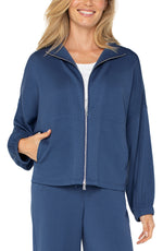 Zip Up Funnel Neck Jacket - Blue