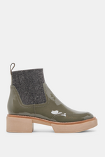 Saline H2O Booties - Dark Olive Crinkle Patent