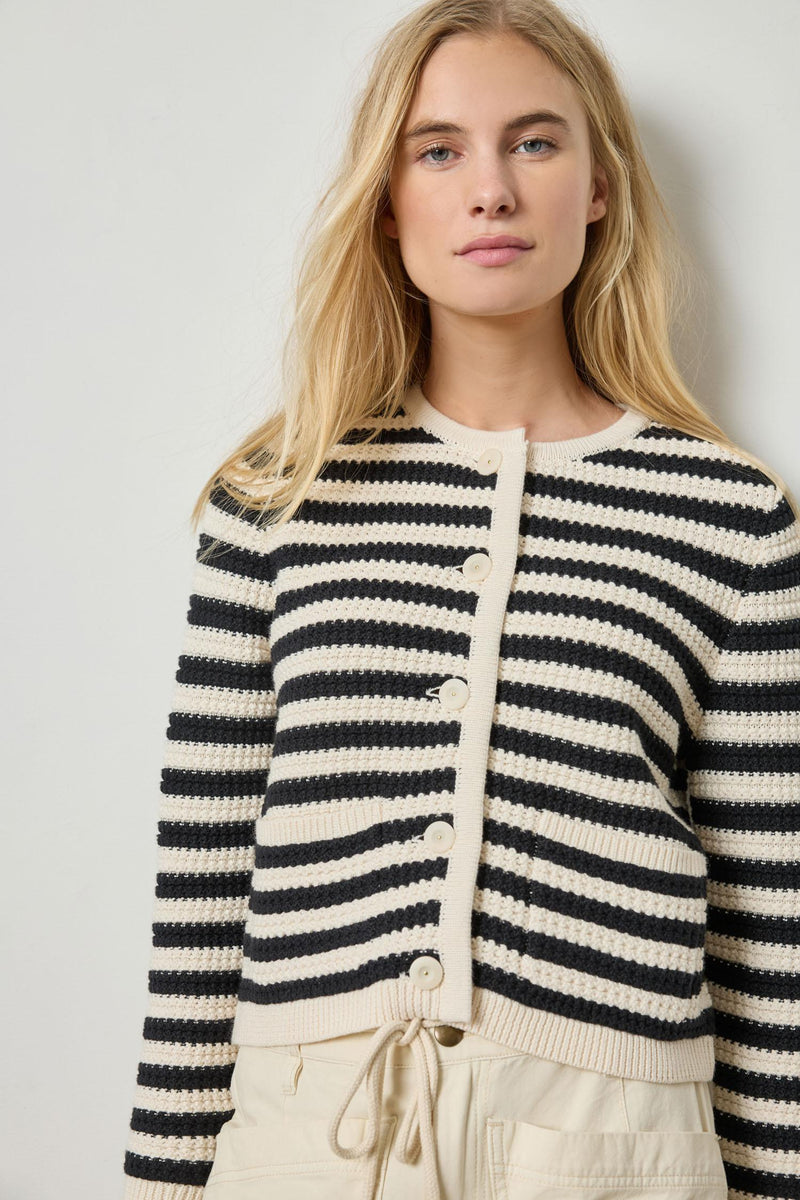 Jackie Striped Cardigan - Blk/Wht