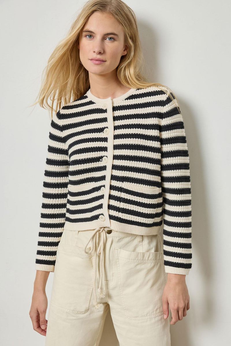 Jackie Striped Cardigan - Blk/Wht