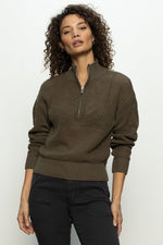 Open Knit 1/2 Zip Sweater - Kalamata