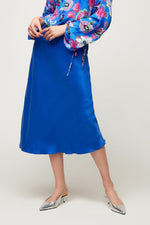 Mia Bias Cut Midi Skirt - Cobalt Blue