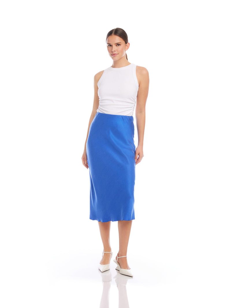 Mia Bias Cut Midi Skirt - Cobalt Blue