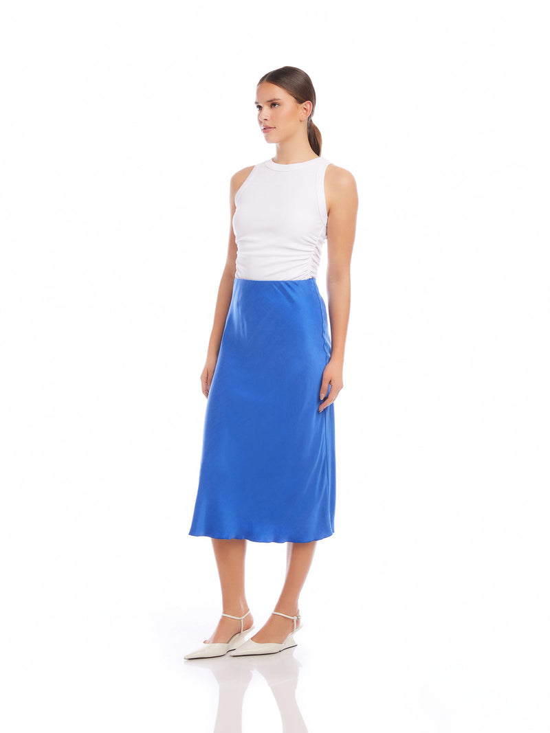 Mia Bias Cut Midi Skirt - Cobalt Blue