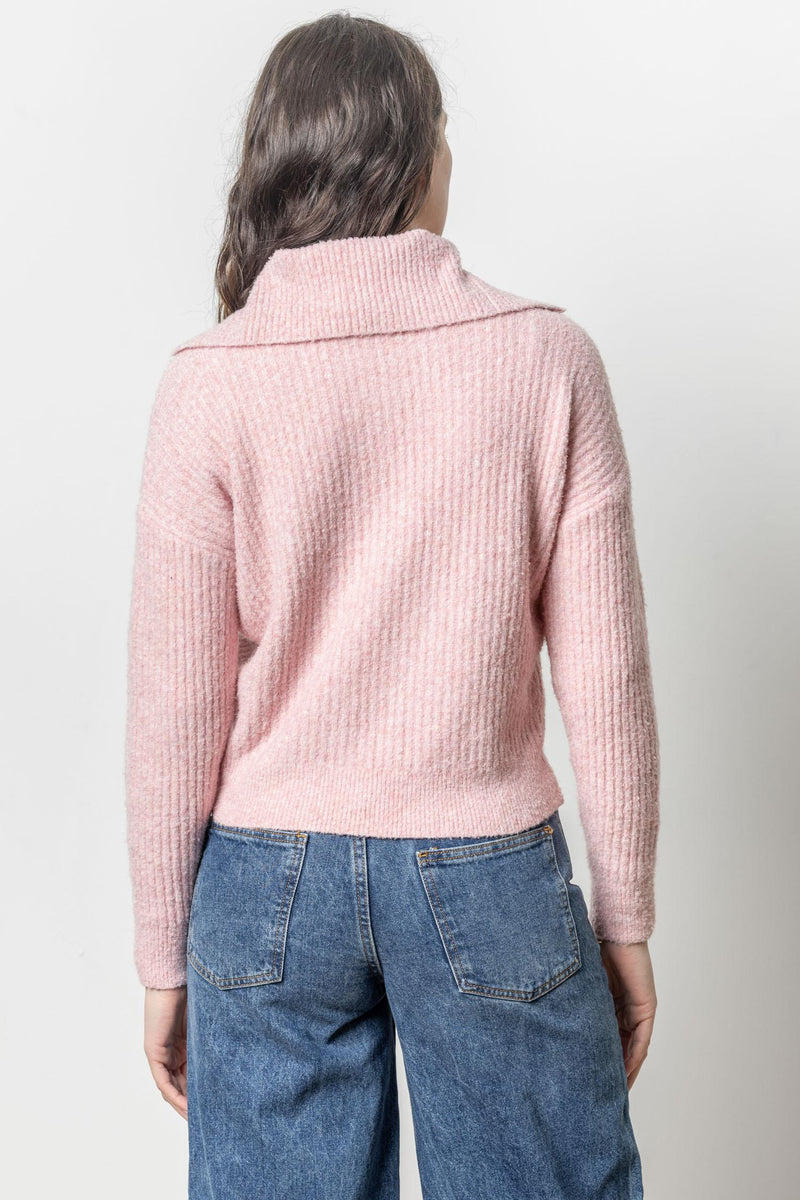 Easy Split Collar Sweater - Peony