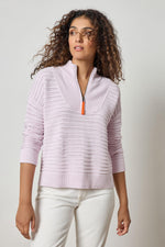 Pointelle Half-Zip Sweater - Freesia