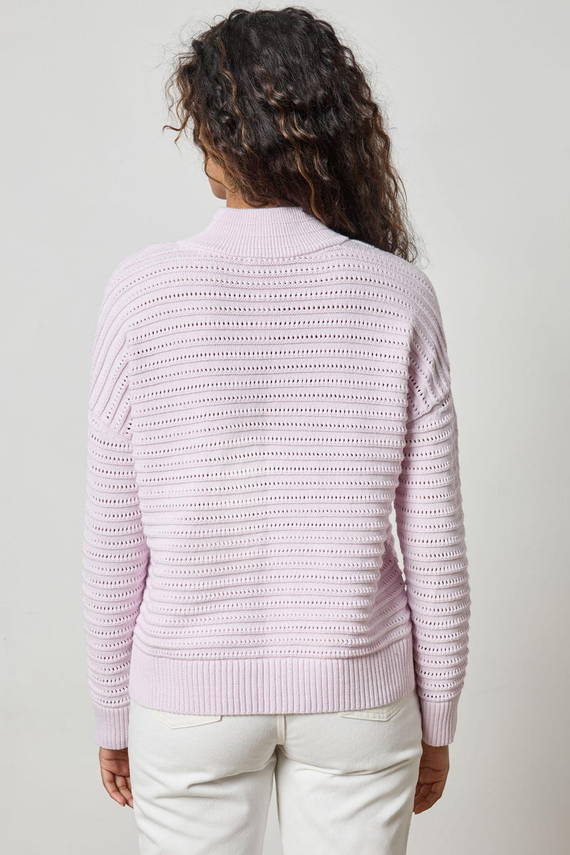 Pointelle Half-Zip Sweater - Freesia