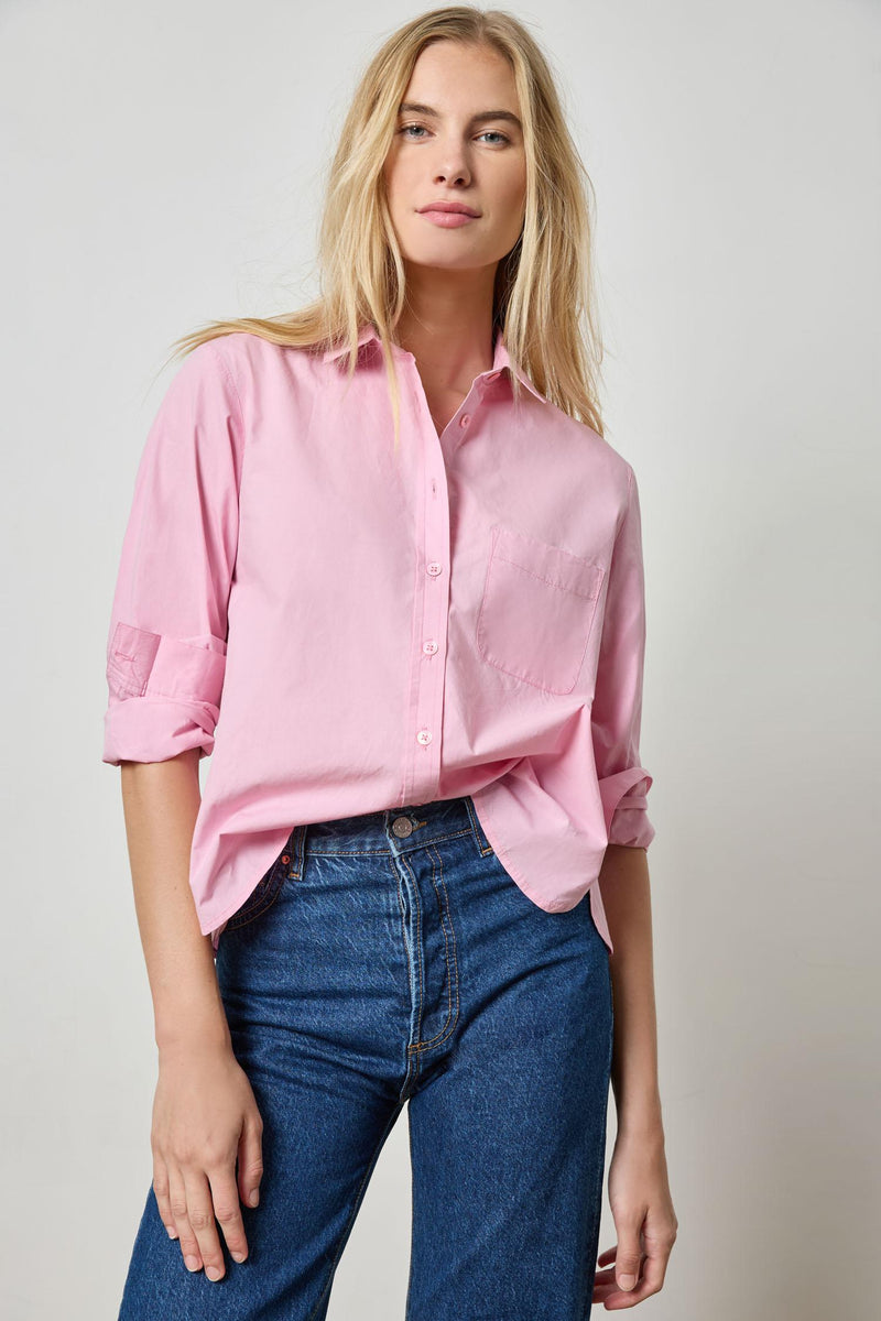 Poplin Button Down Blouse - Taffy