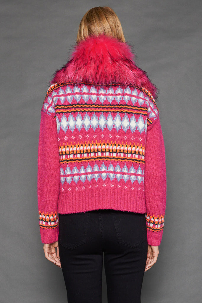 Powder Puff Cardigan Sweater - Bright Pink