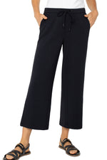 Pull on Wide Leg Crop Trouser - Black