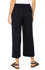 Pull on Wide Leg Crop Trouser - Black