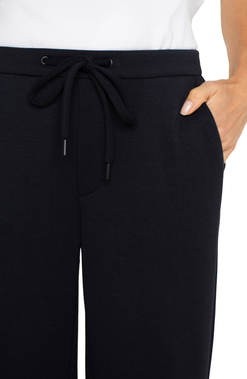 Pull on Wide Leg Crop Trouser - Black