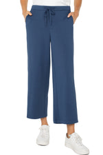 Pull on Wide Leg Crop Trouser - Blue