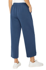 Pull on Wide Leg Crop Trouser - Blue