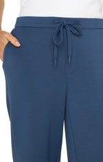 Pull on Wide Leg Crop Trouser - Blue