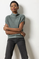 Ribbed Funnel Neck Sweater - Heron